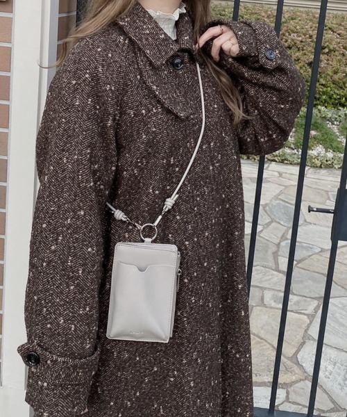 スマホショルダーバッグ / original phone shoulder bag フォンショルダー スマホケース スマホカバー ミニバッグ グレージュ ブラック（スマホグッズ）｜Reurie'（レウリィ）