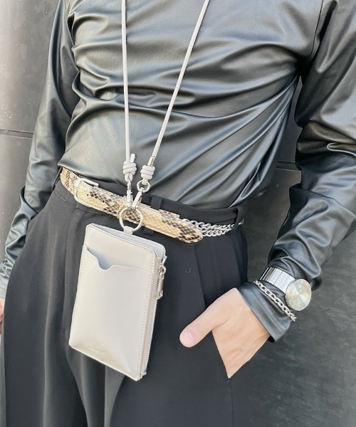 スマホショルダーバッグ / original phone shoulder bag フォンショルダー スマホケース スマホカバー ミニバッグ グレージュ ブラック（スマホグッズ）｜Reurie'（レウリィ）
