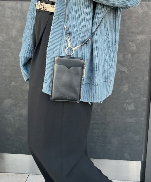 スマホショルダーバッグ / original phone shoulder bag フォンショルダー スマホケース スマホカバー ミニバッグ グレージュ ブラック（スマホグッズ）｜Reurie'（レウリィ）