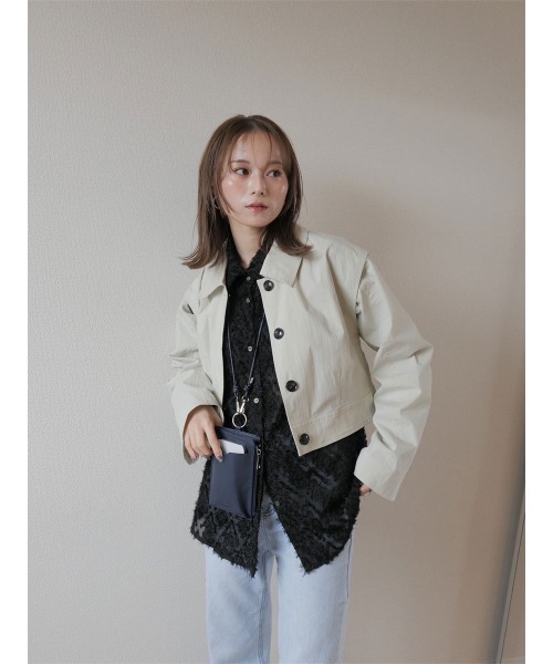 スマホショルダーバッグ / original phone shoulder bag フォンショルダー スマホケース スマホカバー ミニバッグ グレージュ ブラック（スマホグッズ）｜Reurie'（レウリィ）