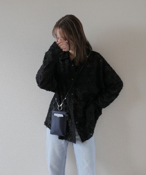 スマホショルダーバッグ / original phone shoulder bag フォンショルダー スマホケース スマホカバー ミニバッグ グレージュ ブラック（スマホグッズ）｜Reurie'（レウリィ）