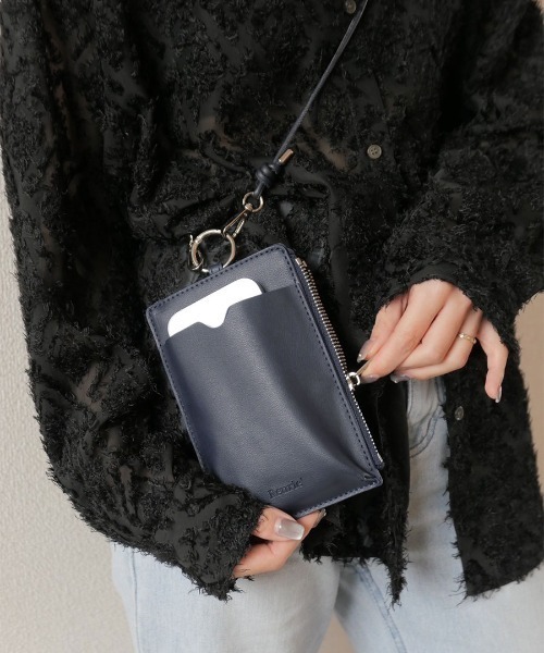 スマホショルダーバッグ / original phone shoulder bag フォンショルダー スマホケース スマホカバー ミニバッグ グレージュ ブラック（スマホグッズ）｜Reurie'（レウリィ）
