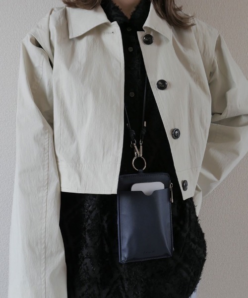 スマホショルダーバッグ / original phone shoulder bag フォンショルダー スマホケース スマホカバー ミニバッグ グレージュ ブラック（スマホグッズ）｜Reurie'（レウリィ）