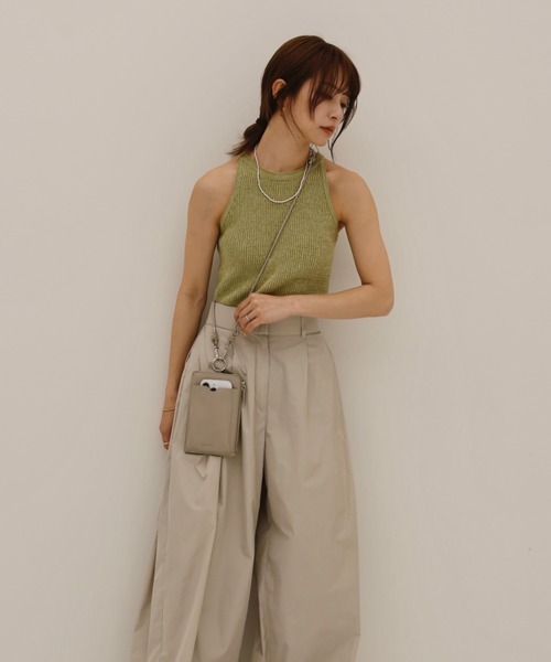 スマホショルダーバッグ / original phone shoulder bag フォンショルダー スマホケース スマホカバー ミニバッグ グレージュ ブラック（スマホグッズ）｜Reurie'（レウリィ）