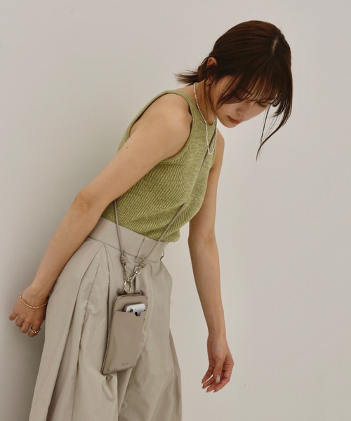 スマホショルダーバッグ / original phone shoulder bag フォンショルダー スマホケース スマホカバー ミニバッグ グレージュ ブラック（スマホグッズ）｜Reurie'（レウリィ）