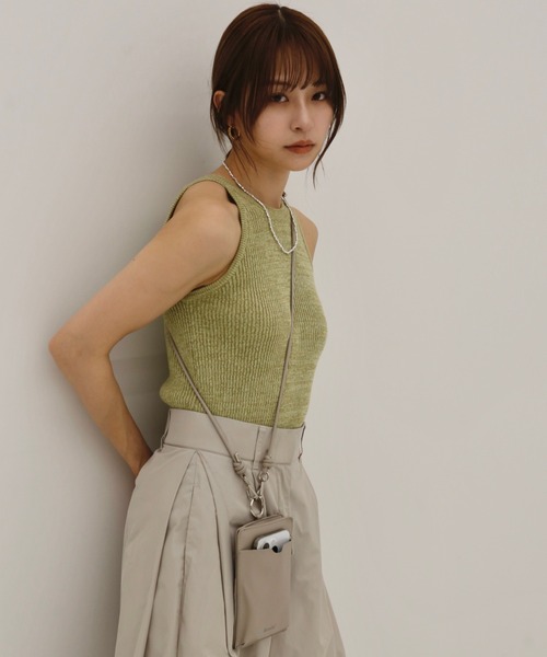 スマホショルダーバッグ / original phone shoulder bag フォンショルダー スマホケース スマホカバー ミニバッグ グレージュ ブラック（スマホグッズ）｜Reurie'（レウリィ）