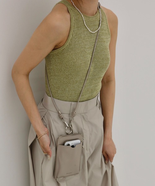 スマホショルダーバッグ / original phone shoulder bag フォンショルダー スマホケース スマホカバー ミニバッグ グレージュ ブラック（スマホグッズ）｜Reurie'（レウリィ）