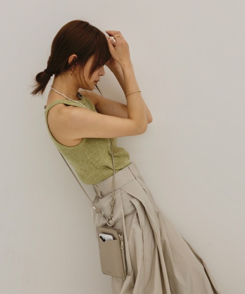 スマホショルダーバッグ / original phone shoulder bag フォンショルダー スマホケース スマホカバー ミニバッグ グレージュ ブラック（スマホグッズ）｜Reurie'（レウリィ）