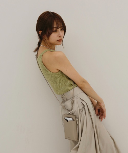 スマホショルダーバッグ / original phone shoulder bag フォンショルダー スマホケース スマホカバー ミニバッグ グレージュ ブラック（スマホグッズ）｜Reurie'（レウリィ）