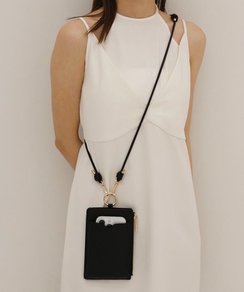 スマホショルダーバッグ / original phone shoulder bag フォンショルダー スマホケース スマホカバー ミニバッグ グレージュ ブラック（スマホグッズ）｜Reurie'（レウリィ）