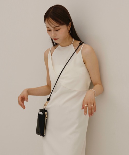 スマホショルダーバッグ / original phone shoulder bag フォンショルダー スマホケース スマホカバー ミニバッグ グレージュ ブラック（スマホグッズ）｜Reurie'（レウリィ）