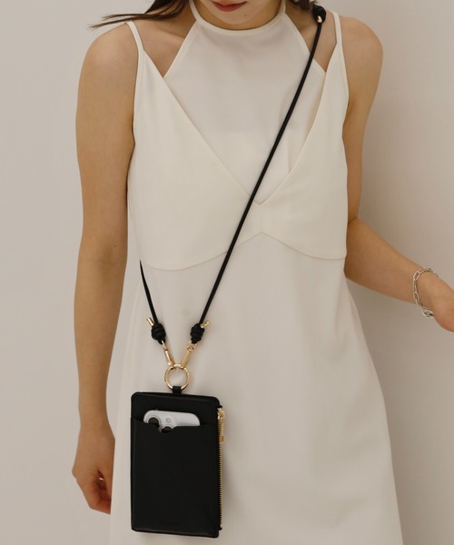 スマホショルダーバッグ / original phone shoulder bag フォンショルダー スマホケース スマホカバー ミニバッグ グレージュ ブラック（スマホグッズ）｜Reurie'（レウリィ）
