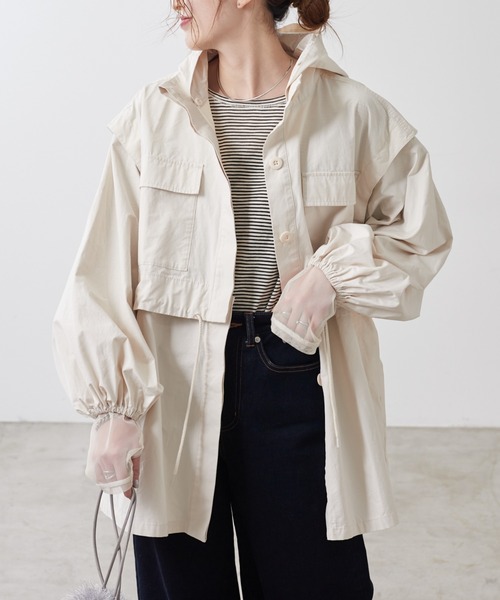 CIAOPANIC TYPY（チャオパニックティピー）の「【8WAY】袖ボリュームミドル丈マウンテンパーカー（ミリタリージャケット・レディース・オフホワイト/カーキ/ブラック・ONE SIZE）」の14枚目の写真