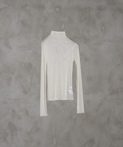 adree(アドリー)の「high neck lame sheer tops / ハイネックラメシアートップス(Tシャツ/カットソー・レディース・ブラック/ホワイト/カーキ・FREE)」の5枚目の写真