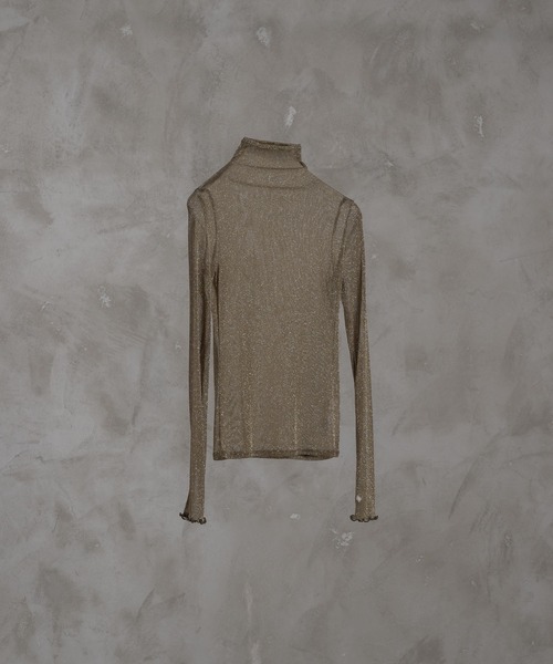 セール】high neck lame sheer tops / ハイネックラメシアー