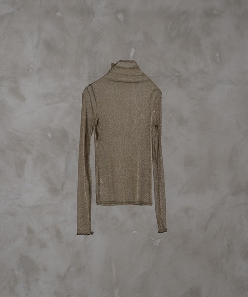 high neck lame sheer tops/ハイネックラメシアートップス（T