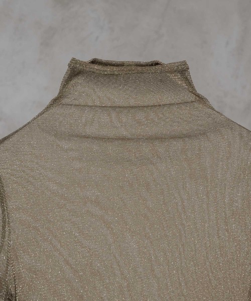 adree(アドリー)の「high neck lame sheer tops / ハイネックラメシアートップス(Tシャツ/カットソー・レディース・ブラック/ホワイト/カーキ・FREE)」の13枚目の写真