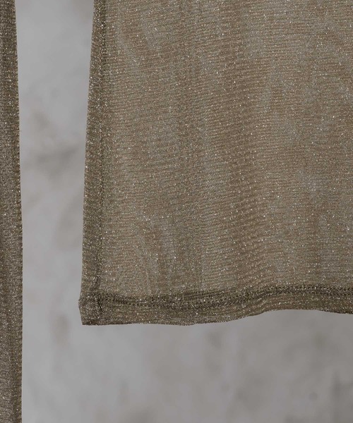 adree(アドリー)の「high neck lame sheer tops / ハイネックラメシアートップス(Tシャツ/カットソー・レディース・ブラック/ホワイト/カーキ・FREE)」の15枚目の写真