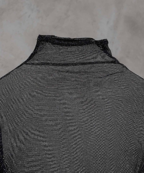 high neck lame sheer tops / ハイネックラメシアートップス（T