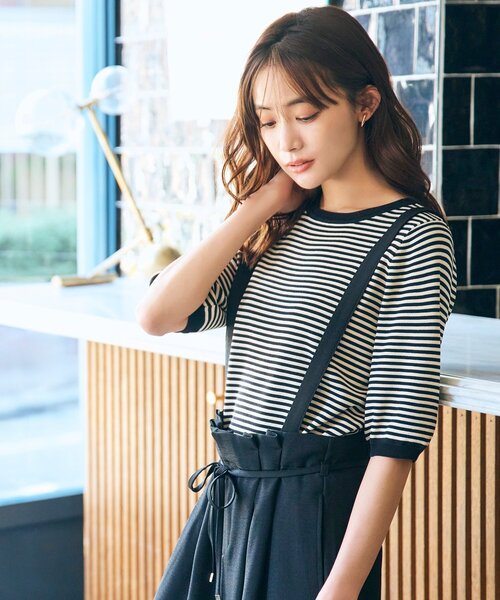 grove（グローブ）の「◆雑誌掲載【多機能】やわらかドライタッチ五分袖プルオーバー（ニット/セーター・レディース・イエロー/ネイビー/アイボリー/ブラック/ライトブルー/ブルーグリーン/アイボリー系2/ナチュラル/ブラック系2・02/03/01/04/05）」の4枚目の写真