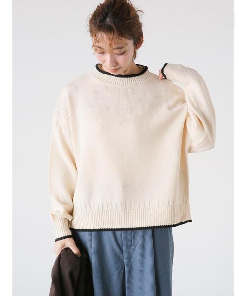 Lugnoncure（ルノンキュール）の「配色ガンジーニット（ニット/セーター・レディース・ネイビー/ミント/オフホワイト・F）」の2枚目の写真