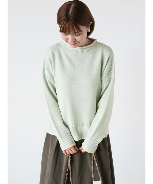 Lugnoncure（ルノンキュール）の「配色ガンジーニット（ニット/セーター・レディース・ネイビー/ミント/オフホワイト・F）」の5枚目の写真