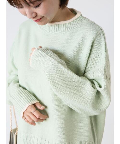 Lugnoncure（ルノンキュール）の「配色ガンジーニット（ニット/セーター・レディース・ネイビー/ミント/オフホワイト・F）」の19枚目の写真