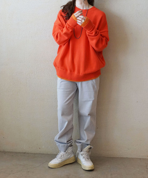 COTTONテンジク バイカラークルーネックプルオーバー（ニット
