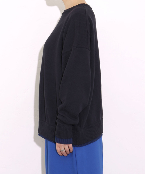 COTTONテンジク バイカラークルーネックプルオーバー（ニット