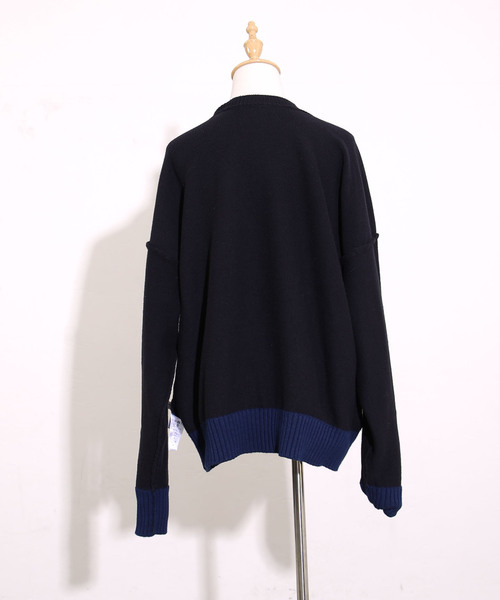 ジャーナルスタンダードラックス　コットンテンジク バイカラークルーネックニット COTTONテンジク バイカラークルーネックプルオーバー（ニット