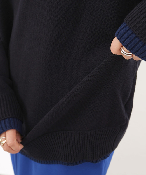 JOURNAL STANDARD - ジャーナルスタンダードラックス　コットンテンジク バイカラークルーネックニット COTTONテンジク バイカラークルーネックプルオーバー（ニット