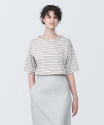 婦人　ボーダーボートネック半袖Ｔシャツ