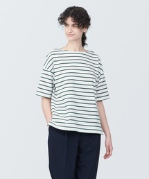 婦人 ボーダーボートネック半袖Tシャツ