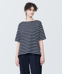 婦人 ボーダーボートネック半袖Tシャツ