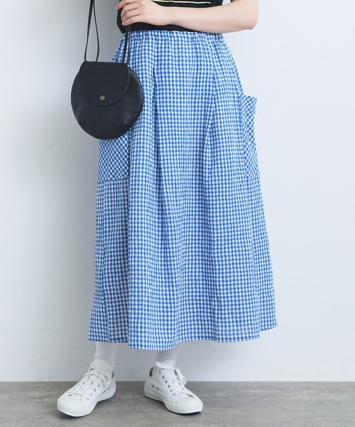 美品♡ ビュルデサボン ギンガムチェック ロングスカート コットン 2023 bulle de savon（ビュルデサボン）の「コットン/リネン 先染め