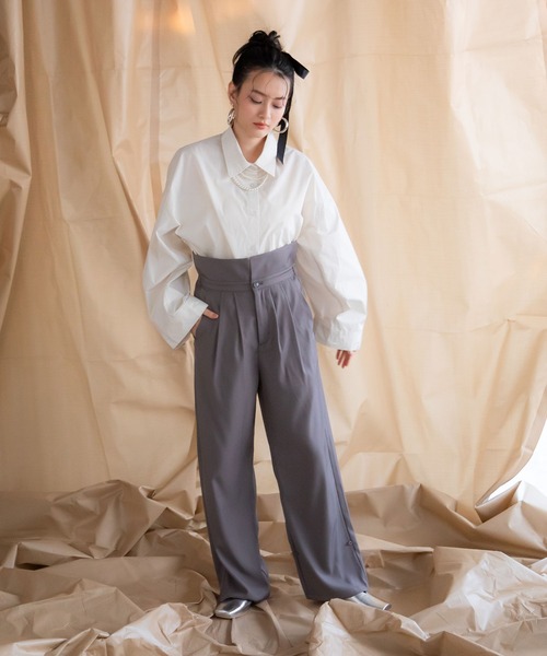 bohmal(ボマール)の「ウエストデザイン2WAYタックワイドパンツ(スラックス・レディース・グレー/ブラック・MEDIUM/SMALL/LARGE)」の21枚目の写真