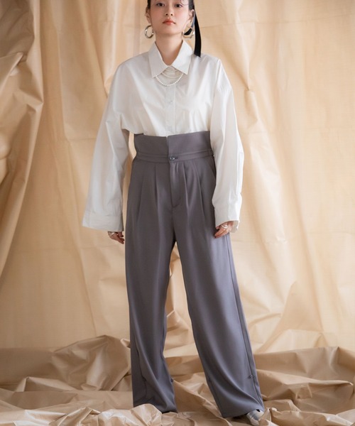 bohmal(ボマール)の「ウエストデザイン2WAYタックワイドパンツ(スラックス・レディース・グレー/ブラック・MEDIUM/SMALL/LARGE)」の8枚目の写真