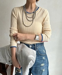 【WEB限定】 配色ラインクルーネックプルオーバー