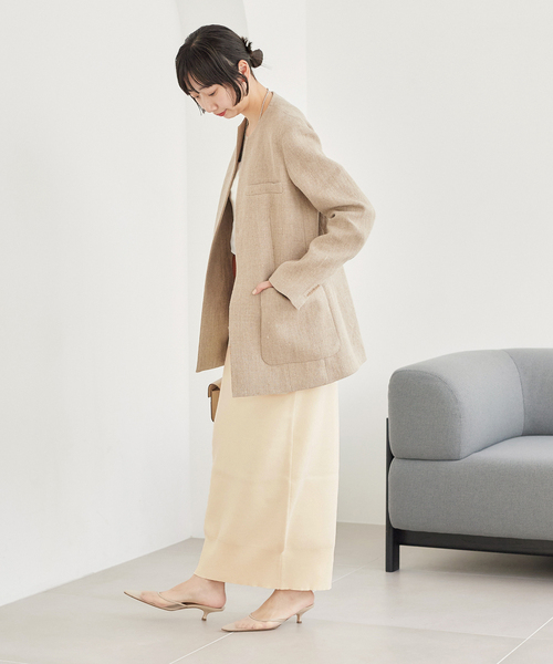 希少　plage プラージュ　麻100% ノーカラージャケット　パンツセット 希少 plage プラージュ 麻100% ノーカラージャケット パンツ