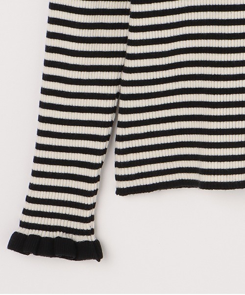 mezzo piano Junior（メゾピアノジュニア）の「ボーダーリブニット（ニット/セーター・キッズ・オフホワイト・S/M/L/LL）」の7枚目の写真