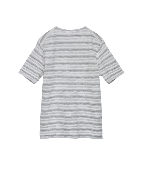 TORNADO MART（トルネードマート）の「ZERO by TORNADO MART∴ランダムタックボーダークルーネック半袖ニット（ニット/セーター・メンズ・ブラック/ホワイト・M/LL/L）」の5枚目の写真