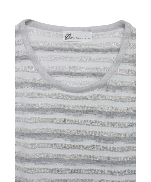 TORNADO MART（トルネードマート）の「ZERO by TORNADO MART∴ランダムタックボーダークルーネック半袖ニット（ニット/セーター・メンズ・ブラック/ホワイト・M/LL/L）」の6枚目の写真