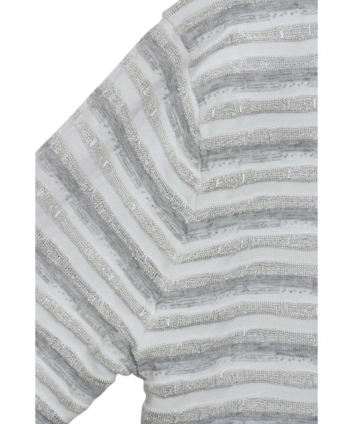 TORNADO MART（トルネードマート）の「ZERO by TORNADO MART∴ランダムタックボーダークルーネック半袖ニット（ニット/セーター・メンズ・ブラック/ホワイト・M/LL/L）」の7枚目の写真