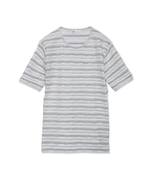 TORNADO MART（トルネードマート）の「ZERO by TORNADO MART∴ランダムタックボーダークルーネック半袖ニット（ニット/セーター・メンズ・ブラック/ホワイト・M/LL/L）」の16枚目の写真