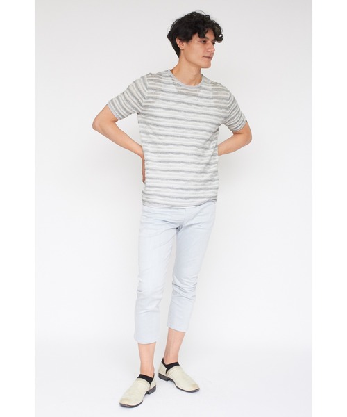 TORNADO MART（トルネードマート）の「ZERO by TORNADO MART∴ランダムタックボーダークルーネック半袖ニット（ニット/セーター・メンズ・ブラック/ホワイト・M/LL/L）」の9枚目の写真