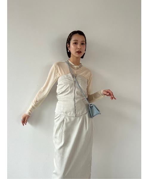 DRWCYS（ドロシーズ）の「フロントジップビスチェ（その他トップス・レディース・ブラック/ベージュ系その他・FREE）」の4枚目の写真