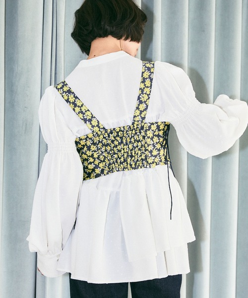 ELLEgirl（エルガール）の「フロントホックフラワービスチェ【ELLEgirl/エル ガール】（キャミソール・レディース・ブラック/ネイビー・FREE）」の6枚目の写真