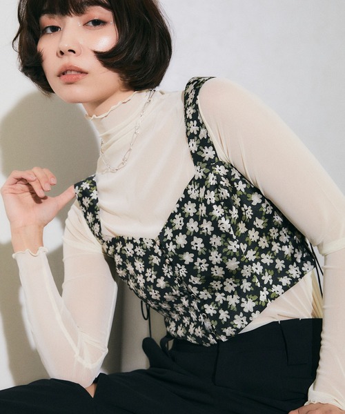 ELLEgirl（エルガール）の「フロントホックフラワービスチェ【ELLEgirl/エル ガール】（キャミソール・レディース・ブラック/ネイビー・FREE）」の20枚目の写真