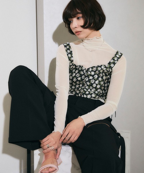 ELLEgirl（エルガール）の「フロントホックフラワービスチェ【ELLEgirl/エル ガール】（キャミソール・レディース・ブラック/ネイビー・FREE）」の22枚目の写真