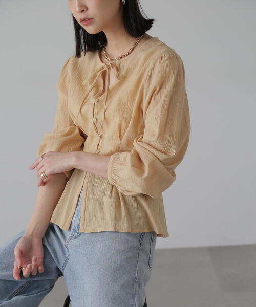 FREE'S MART（フリーズマート）の「◆ドビーストライプチュニックシャツ（シャツ/ブラウス・レディース・ホワイト/イエロー/ライトグリーン・FREE）」の3枚目の写真